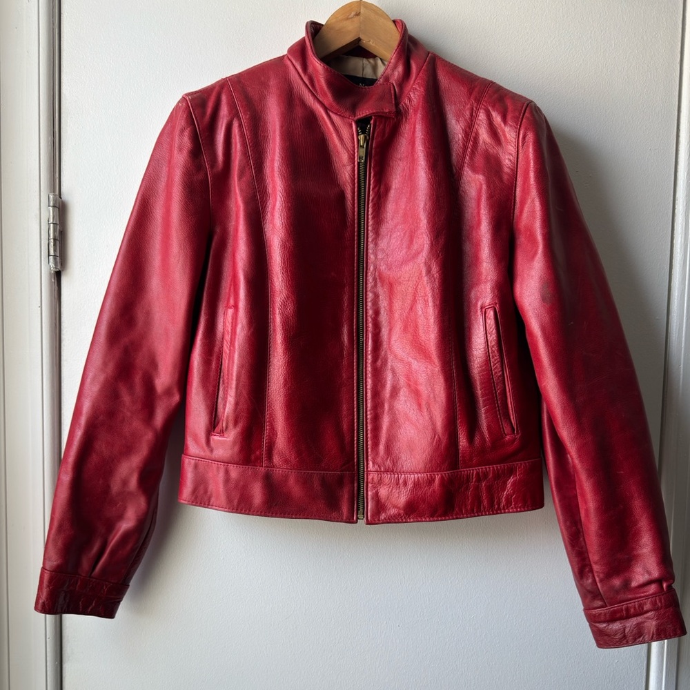 Edomire New York Elegant Red 100% Genuine Leather Women's Jacket